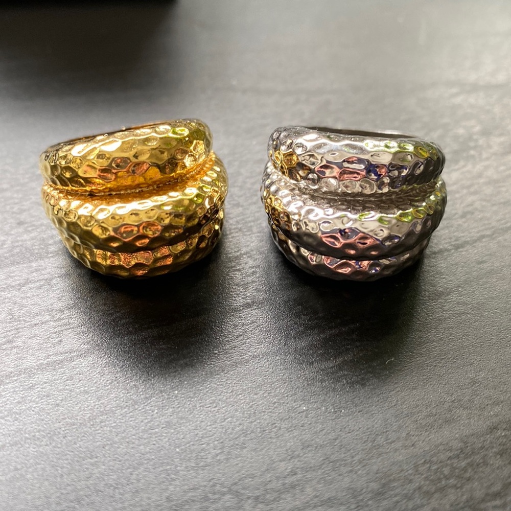 Silver and gold fashion ring set